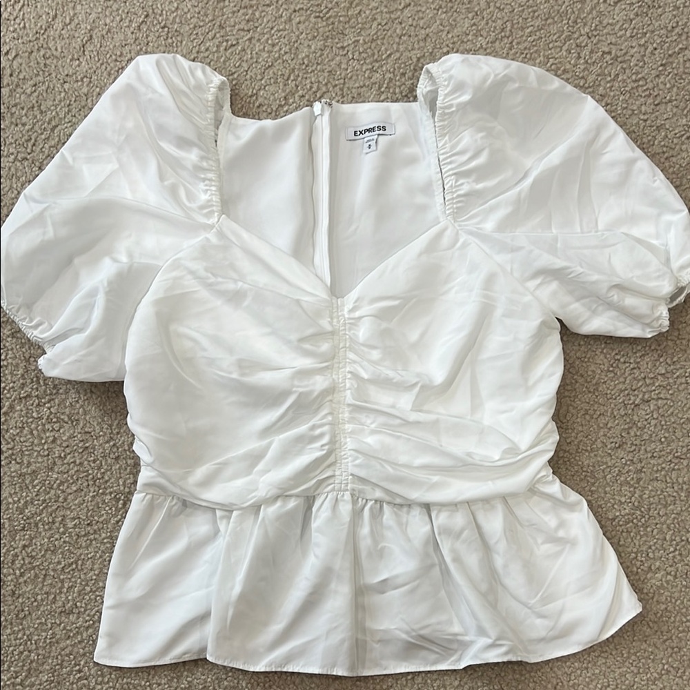 Express White Ruched Blouse